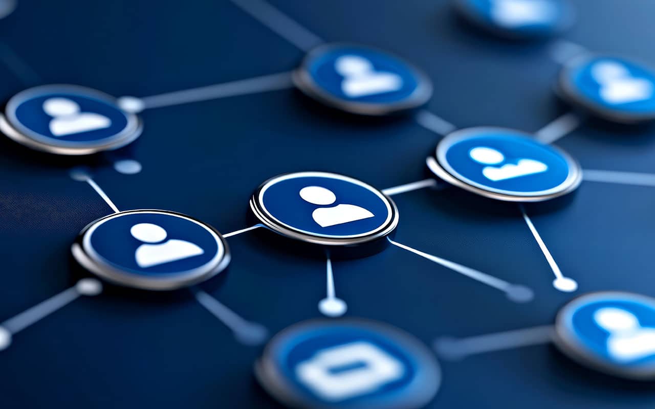 Network of connected user icons on a digital board