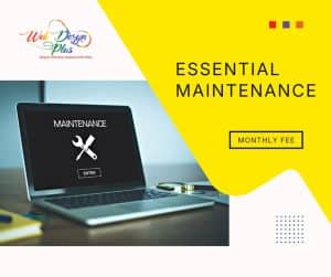 Laptop displaying maintenance page, promoting essential website maintenance service