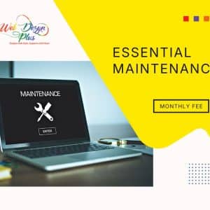 Laptop displaying maintenance page, promoting essential website maintenance service