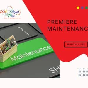 Web Design Plus maintenance service advertisement with green maintenance key on keyboard