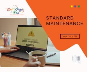 Web Design Plus website under maintenance notification on laptop