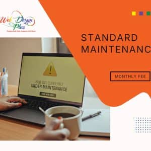 Web Design Plus website under maintenance notification on laptop