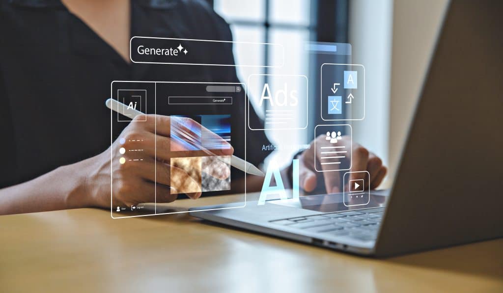 Person using digital marketing tools on a laptop
