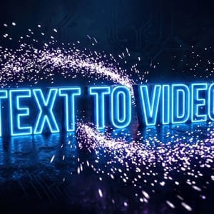 Text to video technology with glowing neon effects